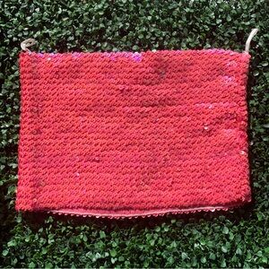 Plus Size vintage forever 21 pink sequin shirred stretch party strapless top